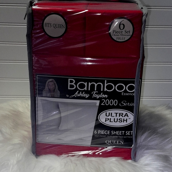 Bamboo Essence Queen Red 6 Piece Sheet Set - Picture 10 of 10